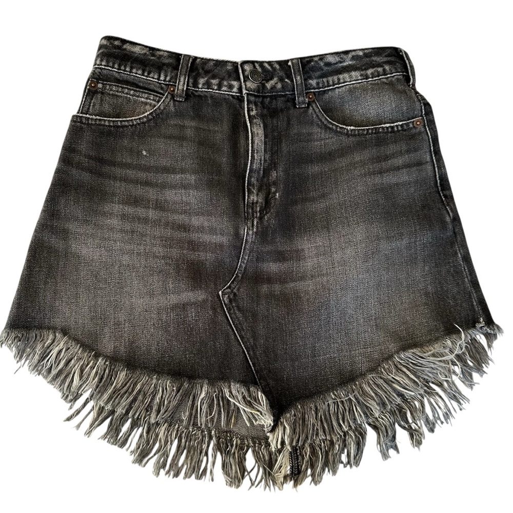 We The Free Charcoal Frayed Jean Skirt